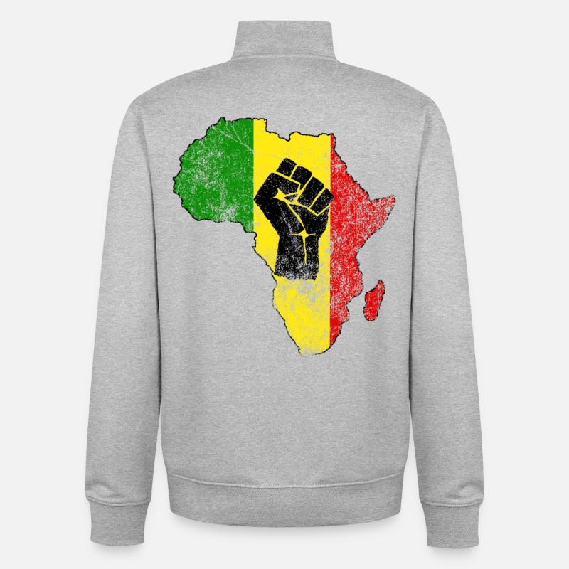 Juneteenth Afrique - Sweat zippé unisexe en coton bio Stanley/Stella - gris chiné