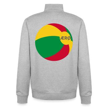 Ærø Beach Ball Danemark Drapeau Mer Baltique Danemark Aeroe - Sweat zippé unisexe en coton bio Stanley/Stella - gris chiné - Dos - AI Model Male 185 light (185cm)
