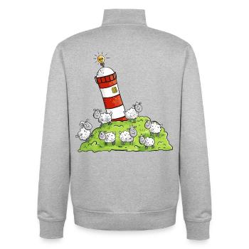 Leuchtturm Und Schafe Auf Der Nordseeinsel - Unisex Organic Zip Sweatshirt von Stanley/Stella - Grau meliert - Hinten - AI Model Male 185 light (185cm)