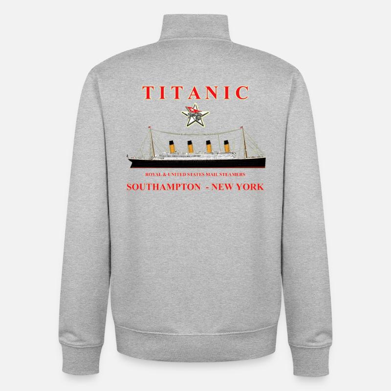 TITANIC CREATION Louis RUNEMBERG © Adagp - Unisex Organic Zip Sweatshirt by Stanley/Stella - heather grey