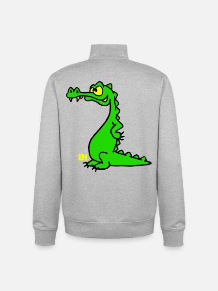 Smiling Crocodile, dreifarbiges Design - Unisex Organic Zip Sweatshirt von Stanley/Stella - Grau meliert