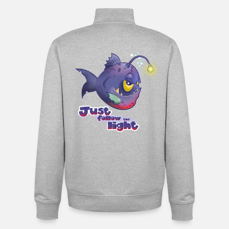 Folgen Sie einfach dem Licht - Unisex Organic Zip Sweatshirt von Stanley/Stella - Grau meliert