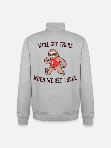 Snail's Pace Animal Sloth Statement Slow - Unisex Organic Zip Sweatshirt by Stanley/Stella - heather grey