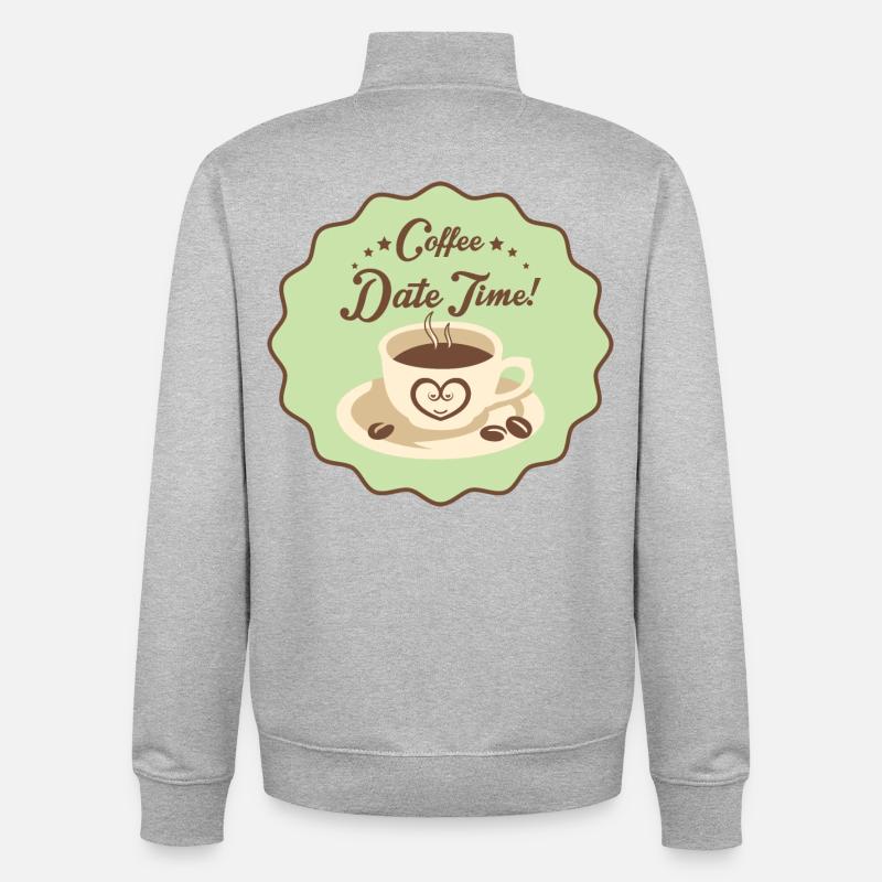 Coffe Date Time - Unisex Organic Zip Sweatshirt by Stanley/Stella - heather grey