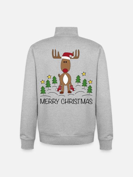 Merry Christmas - Unisex Organic Zip Sweatshirt by Stanley/Stella - heather grey