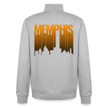 Memphis États-Unis - Sweat zippé unisexe en coton bio Stanley/Stella - gris chiné - Dos - AI Model Male 185 light (185cm)