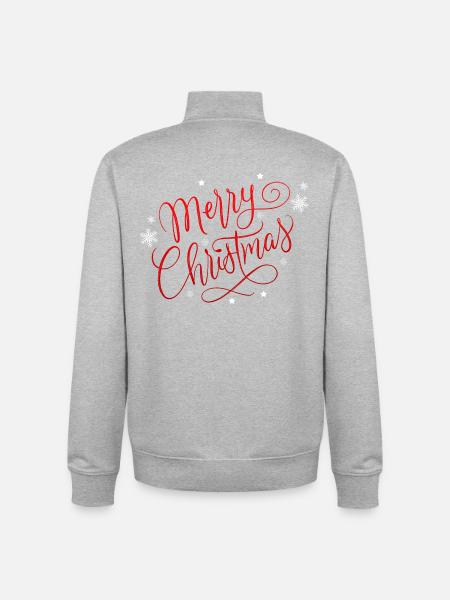 Merry Christmas with snowflakes - Unisex Organic Zip Sweatshirt by Stanley/Stella - heather grey