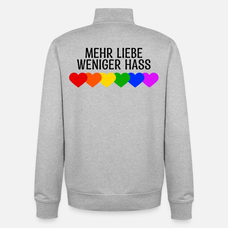 Regenbogen Herz Lgbt Bisexuell Statement - Unisex Organic Zip Sweatshirt von Stanley/Stella - Grau meliert