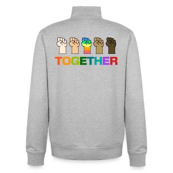 Homosexuell Menschenrechte Lgbt Spruch Regenbogen - Unisex Organic Zip Sweatshirt von Stanley/Stella - Grau meliert - Hinten - AI Model Male 185 light (185cm)