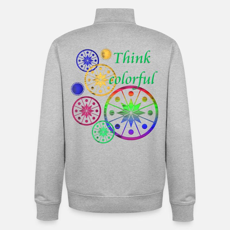 Sternblüten mit Spruch Think colorful - Unisex Organic Zip Sweatshirt von Stanley/Stella - Grau meliert