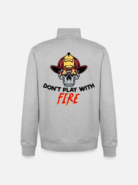 Firefighter Helmet Firefighter Fire Rescuer Statement - Unisex Organic Zip Sweatshirt by Stanley/Stella - heather grey