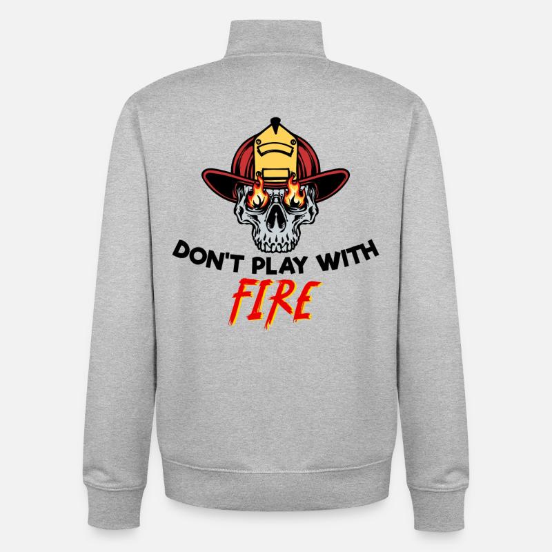 Feuerwehrhelm Feuerwehr Feuer Retter Statement - Unisex Organic Zip Sweatshirt von Stanley/Stella - Grau meliert
