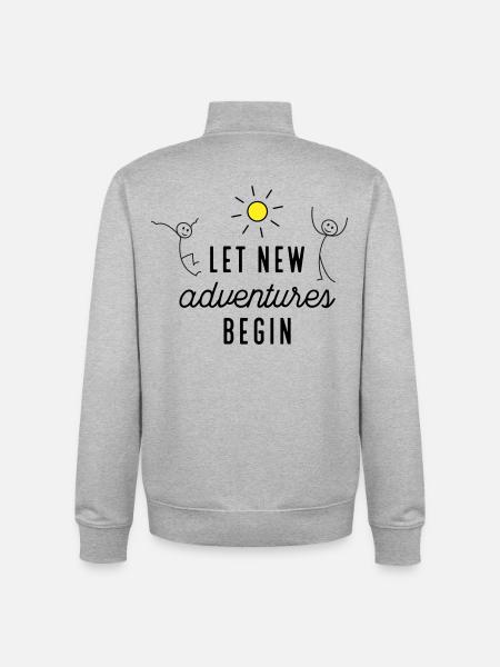 Adventure or new beginning - Unisex Organic Zip Sweatshirt by Stanley/Stella - heather grey