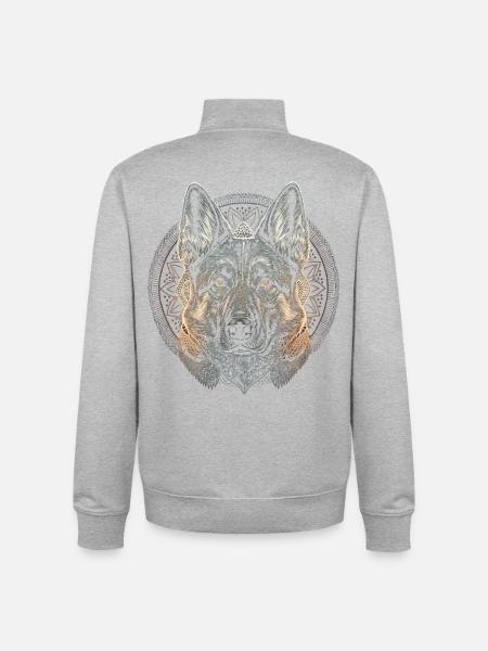 German Shepherd Graphic Design - Unisex Organic Zip Sweatshirt by Stanley/Stella - heather grey