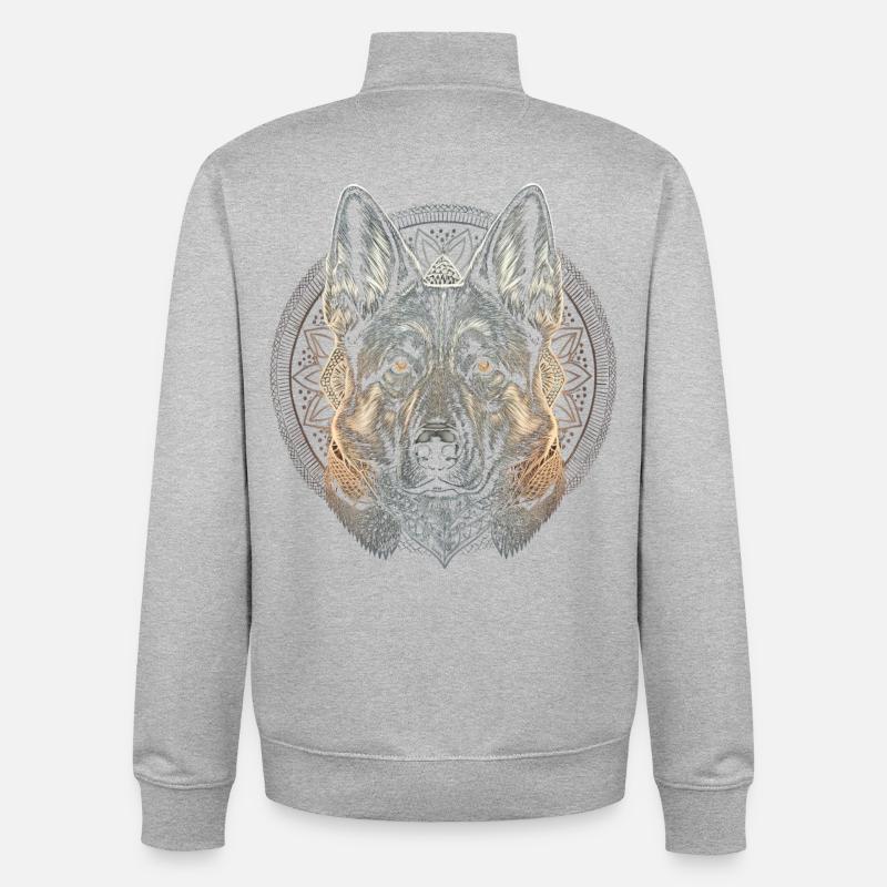 German Shepherd Graphic Design - Unisex Organic Zip Sweatshirt by Stanley/Stella - heather grey