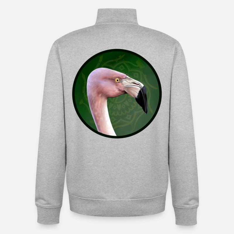flamant rose - Sweat zippé unisexe en coton bio Stanley/Stella - gris chiné