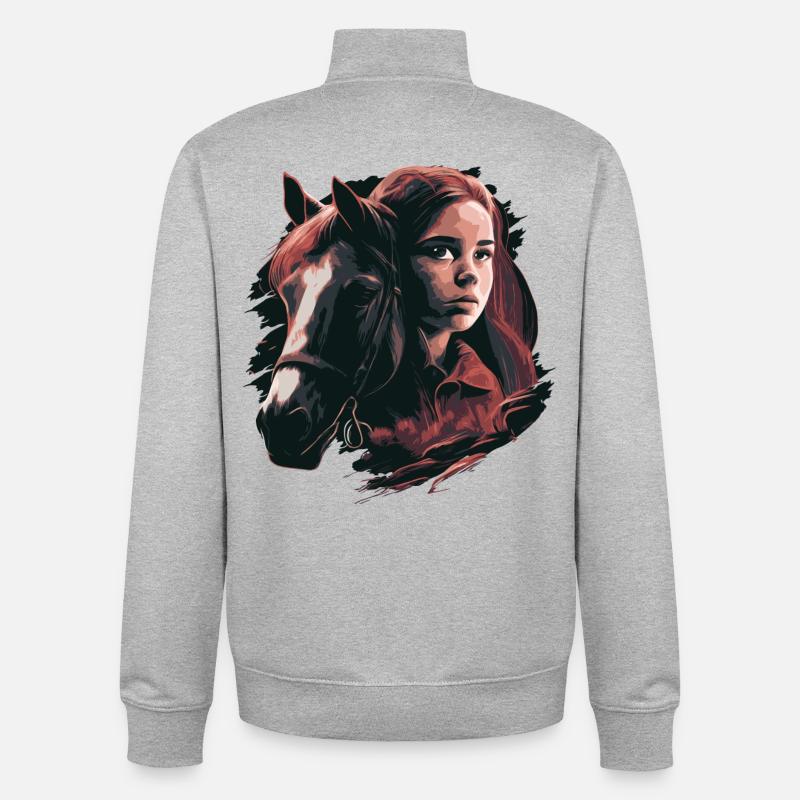 Pferdemädchen - Unisex Organic Zip Sweatshirt von Stanley/Stella - Grau meliert