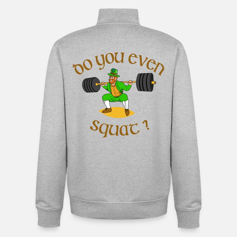 Lepréchaun Puissance Do You Squat - Sweat zippé unisexe en coton bio Stanley/Stella - gris chiné