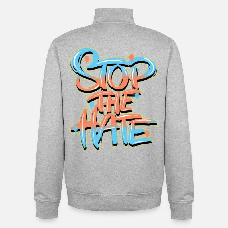 Stop Hate Graffiti - Unisex Organic Zip Sweatshirt by Stanley/Stella - heather grey