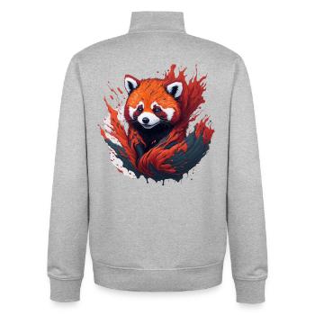 Roter Panda im Farbwirbel - Unisex Organic Zip Sweatshirt von Stanley/Stella - Grau meliert - Hinten - AI Model Male 185 light (185cm)