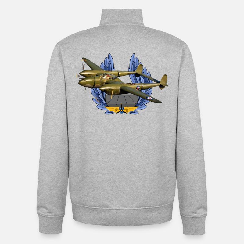 P-38 Lightning - Unisex Organic Zip Sweatshirt von Stanley/Stella - Grau meliert