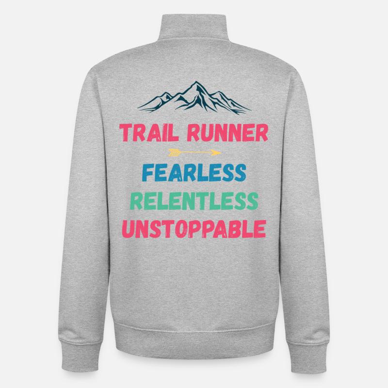 Trail Runner - Intrépide. Implacable. Imparable. - Sweat zippé unisexe en coton bio Stanley/Stella - gris chiné