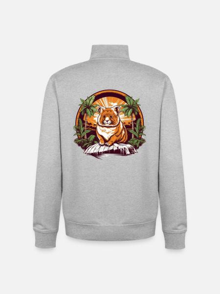 Rock cuddly kangaroo at sunset - Unisex Organic Zip Sweatshirt by Stanley/Stella - heather grey