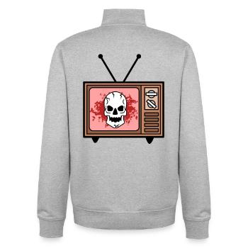 Movies Cinema Theatre Streaming Statement Cinema Night - Unisex Organic Zip Sweatshirt by Stanley/Stella - heather grey - Back - AI Model Male 185 light (185cm)