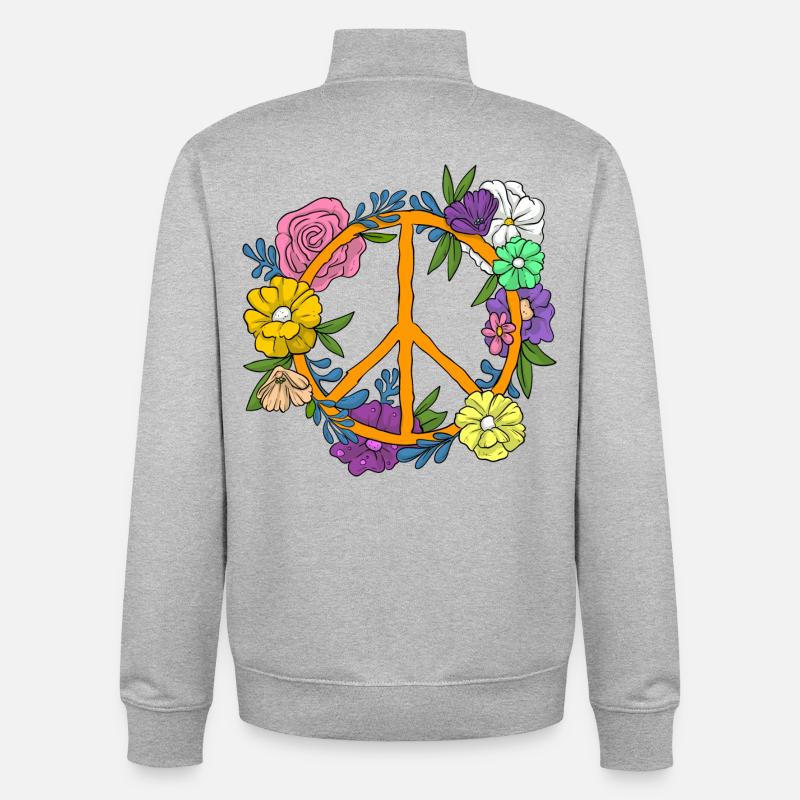 Peace Symbol / Friedenszeichen - Unisex Organic Zip Sweatshirt von Stanley/Stella - Grau meliert