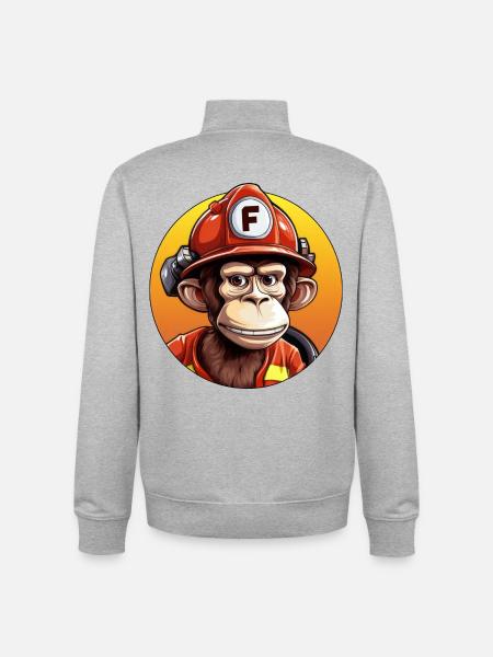 Pompier / Singe - Sweat zippé unisexe en coton bio Stanley/Stella - gris chiné