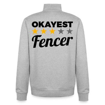 Okayest Fechter - Unisex Organic Zip Sweatshirt von Stanley/Stella - Grau meliert - Hinten - AI Model Male 185 light (185cm)