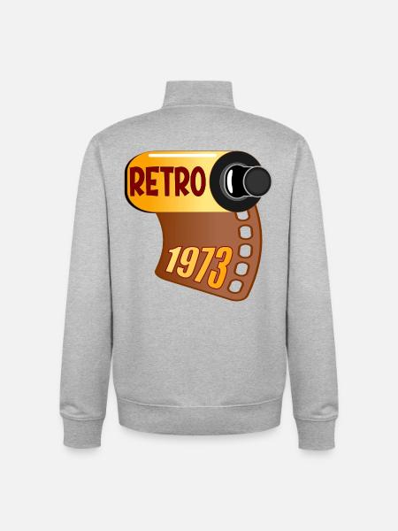 BIRTHDAY 1973 RETRO PHOTOGRAPHY - Unisex Organic Zip Sweatshirt by Stanley/Stella - heather grey