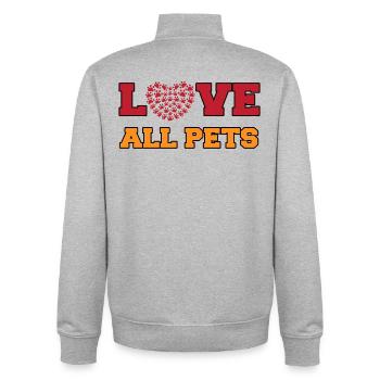 Ich Liebe Haustiere Herz Statement Heimtier Tiere - Unisex Organic Zip Sweatshirt von Stanley/Stella - Grau meliert - Hinten - AI Model Male 185 light (185cm)