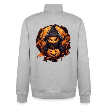 Pumpkin Ninja - Unisex Organic Zip Sweatshirt by Stanley/Stella - heather grey - Back - AI Model Male 185 light (185cm)