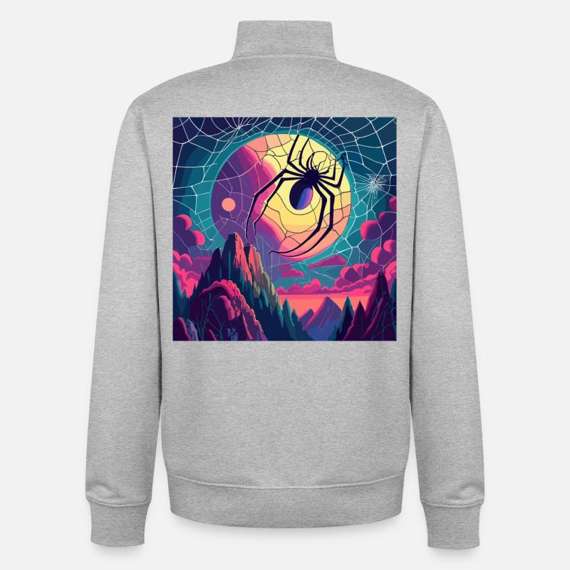 Moon Spiderweb - Unisex Organic Zip Sweatshirt von Stanley/Stella - Grau meliert