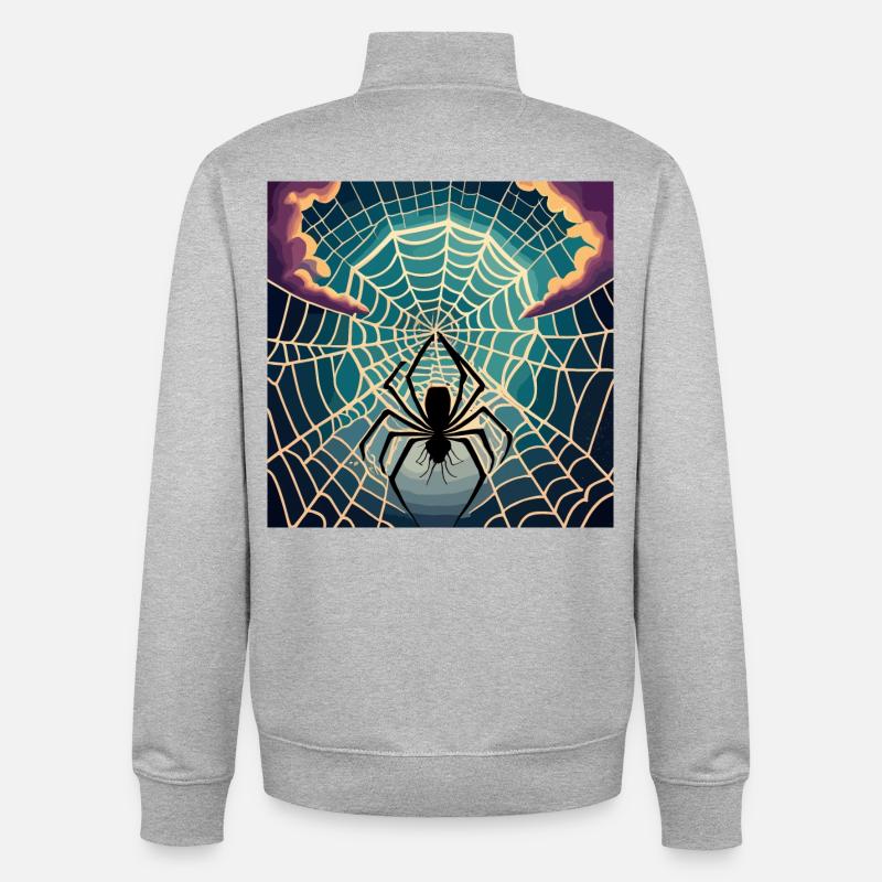 A spiderweb spider moon - Unisex Organic Zip Sweatshirt von Stanley/Stella - Grau meliert