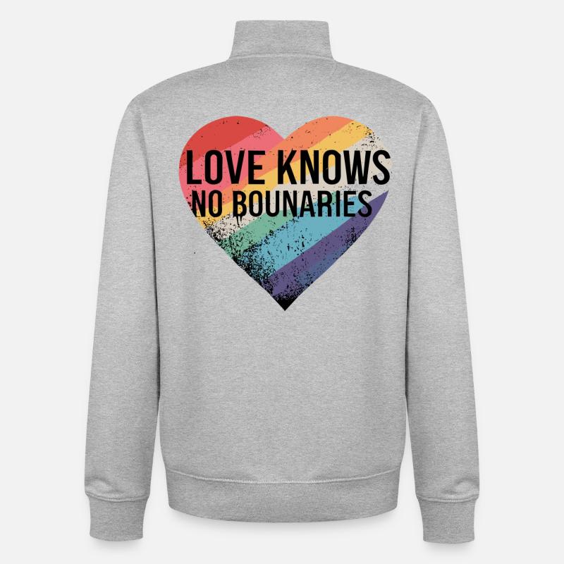 L’amour ne connaît pas de frontières - Sweat zippé unisexe en coton bio Stanley/Stella - gris chiné