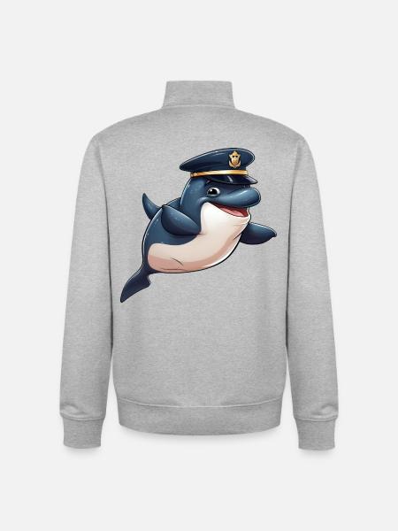 Whale Police - Unisex Organic Zip Sweatshirt by Stanley/Stella - heather grey