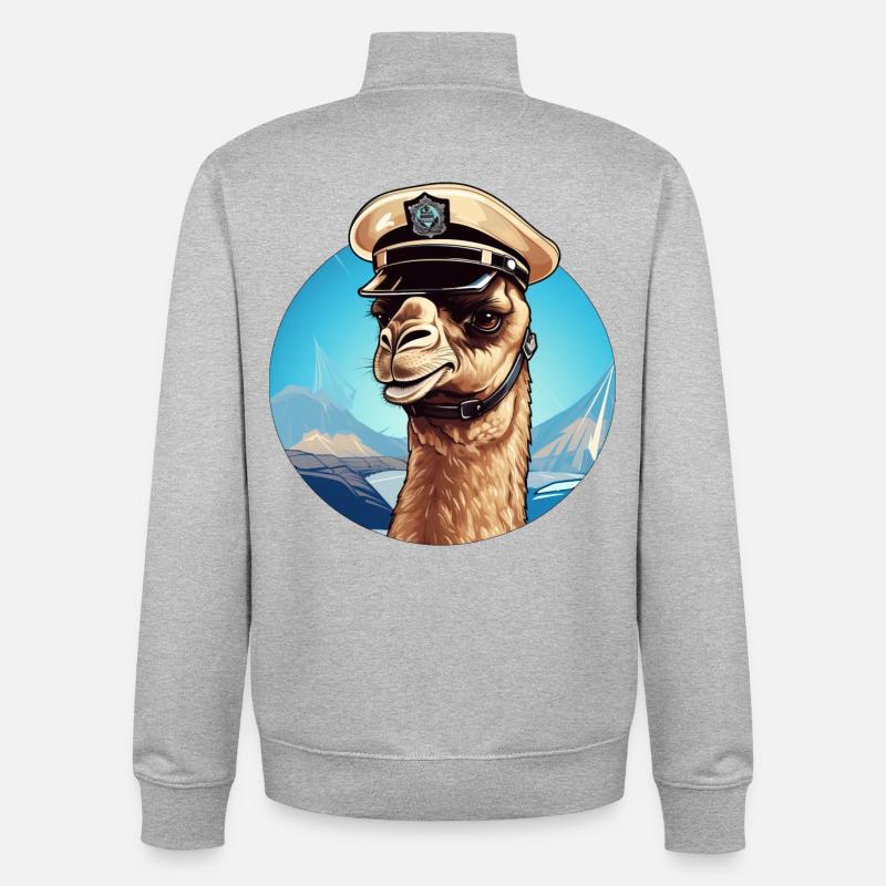 Camel Policeman - Unisex Organic Zip Sweatshirt by Stanley/Stella - heather grey