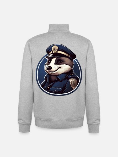 Badger Police - Unisex Organic Zip Sweatshirt by Stanley/Stella - heather grey