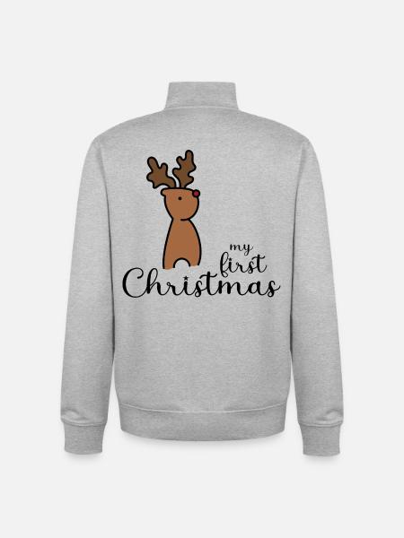 My First Christmas Design - Unisex Organic Zip Sweatshirt by Stanley/Stella - heather grey