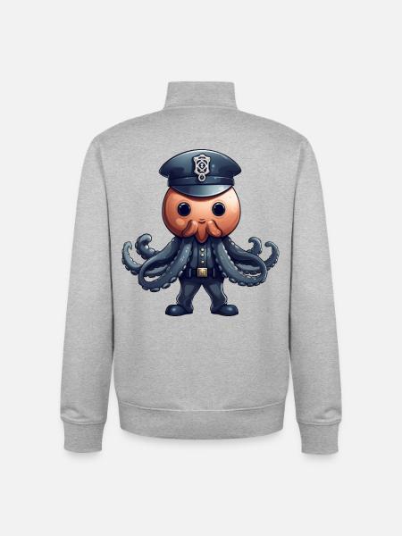 Squid Policewoman - Unisex Organic Zip Sweatshirt by Stanley/Stella - heather grey