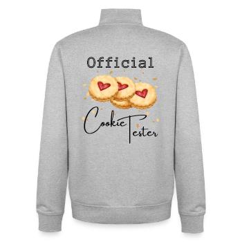 Official cookie tester for Christmas. - Unisex Organic Zip Sweatshirt by Stanley/Stella - heather grey - Back - AI Model Male 185 light (185cm)