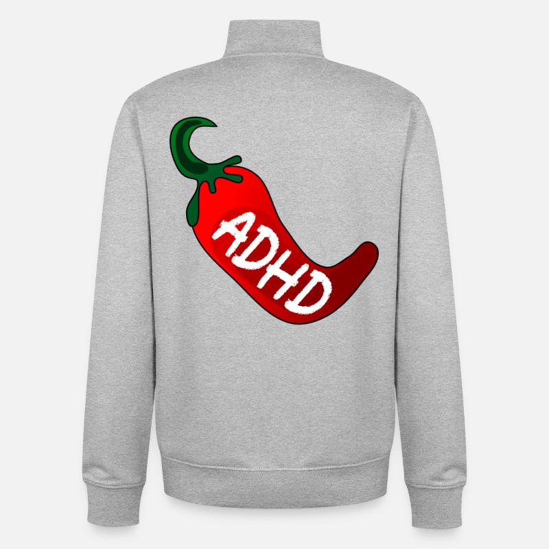 NEUORDIVERSITY ADHD PEPERONI - Sweat zippé unisexe en coton bio Stanley/Stella - gris chiné
