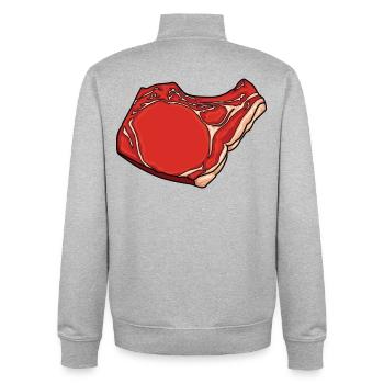Steak Drawing - Unisex Organic Zip Sweatshirt by Stanley/Stella - heather grey - Back - AI Model Male 185 light (185cm)