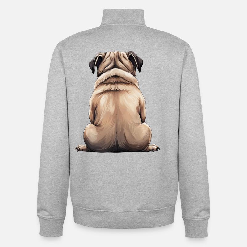Mops - Unisex Organic Zip Sweatshirt von Stanley/Stella - Grau meliert