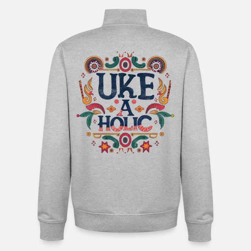 Uke-aholic - Unisex Organic Zip Sweatshirt von Stanley/Stella - Grau meliert