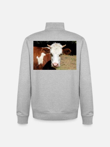 Kuh Poster - Unisex Organic Zip Sweatshirt von Stanley/Stella - Grau meliert