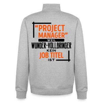Projektmanager Vorgesetzter Job manager Statement - Unisex Organic Zip Sweatshirt von Stanley/Stella - Grau meliert - Hinten - AI Model Male 185 light (185cm)