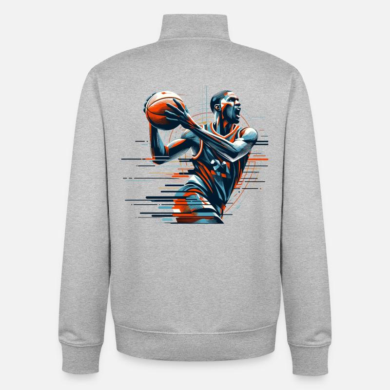 Basketball Dynamic Gift - Unisex Organic Zip Sweatshirt by Stanley/Stella - heather grey